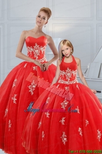 Most Popular Red Puffy Princesita Dresses with Appliques