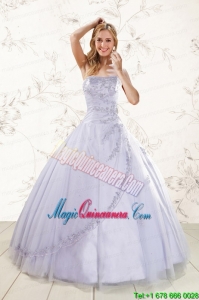 2015 Brand New Strapless Lavender Quinceanera Dresses with Appliques