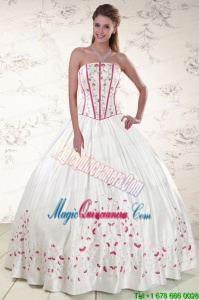 2015 Cheap Strapless Quinceanera Dresses with Appliques