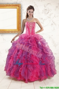 2015 Multi Color Quinceanera Dresses with Appliques and Ruffles