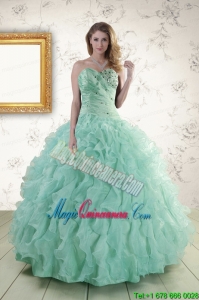 2015 Pretty Sweetheart Beading Quinceanera Dresses in Apple Green