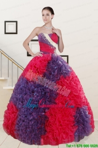 Wonderful Beading and Ruffles Multi-color Quinceanera Dresses