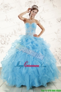 Aqua Blue Ball Gown Sweetheart Beading Sweet 16 Dresses