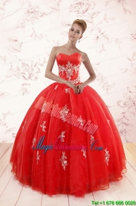 Most Popular Red Puffy Quinceanera Dresses with Appliques