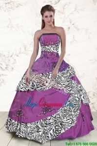 Unique Purple Quinceanera Dresses with Embroidery and Zebra