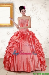 2015 Beautiful Sweetheart Beading Quinceanera Dresses in Watermelon