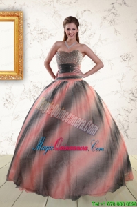 2015 Perfect Multi Color Dress For Quinceanera with Beading