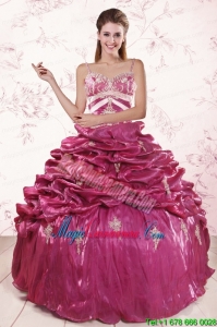 2015 Unique Appliques Quinceanera Dresses with Spaghetti Straps