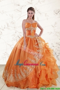 Cheap Strapless Appliques 2015 Quinceanera Dresses in Orange