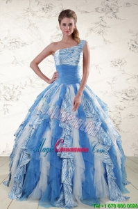 Multi Color One Shoulder Printed Quinceanera Dresses for 2015