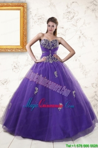 New Arrival Purple Quinceanera Dresses with Appliques and Beading