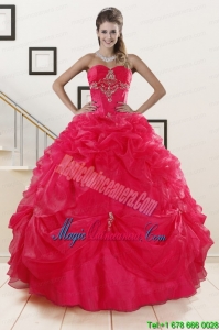 Perfect Red Sweetheart Quinceanera Dresses with Appliques