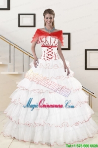 Pretty Ruffeld Layers 2015 Quinceanera Dresses with Strapless