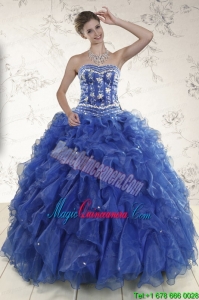 Beautiful Beading and Ruffles 2015 Quinceanera Dresses in Royal Blue