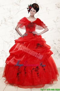 Sweetheart Red Quinceanera Dresses With Applique for 2015