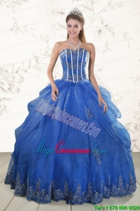 2015 Cheap Appliques Quinceanera Dresses in Royal Blue