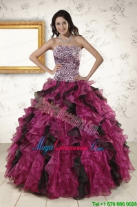 2015 New Style Sweetheart Ruffles Quinceanera Dresses in Multi Color