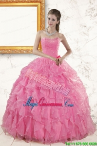 2015 Pretty Sweetheart Beading Baby Pink Quinceanera Dresses