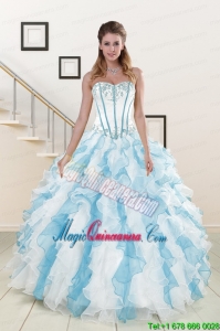 Appliques and Ruffles 2015 Quinceanera Dresses in Multi Color