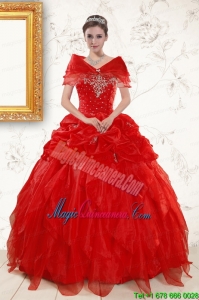 Most Popular Sweetheart Beading Quinceanera Dresses in Red