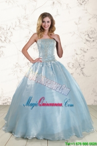 New Style 2015 Beading Sweet 15 Dresses with Strapless