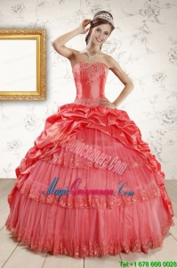 New Style Appliques Quinceanera Dresses in Watermelon