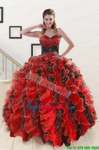 Unique Beading Sweetheart Organza Quinceanera Dress in Multi Color