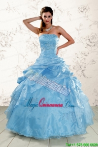 2015 Brand New Aqua Blue Quinceanera Dresses with Appliques