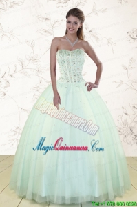 2015 Light Blue Sweet 15 Dresses with Beading