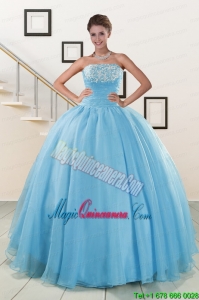 Cheap Strapless Quinceanera Dresses with Appliques