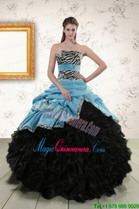 Luxurious Ruffles 2015 Quinceanera Dresses with Zebra and Belt