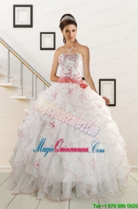 Sweetheart 2015 Elegant Quinceanera Dresses with Appliques and Belt