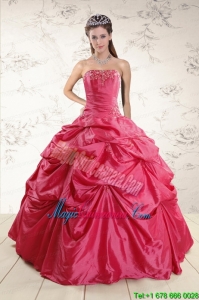 2015 Cheap Appliques Quinceanera Dresses in Hot Pink