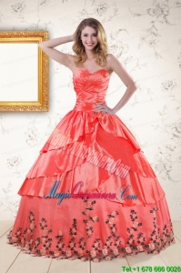 2015 Exquisite Quinceanera Gowns with Ruching and Appliques