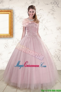 2015 Light Pink Strapless Elegant Sweet 16 Dresses with Appliques