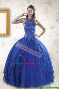 Luxurious Royal Blue Sweet 15 Dresses with Appliques and Beading for 2015