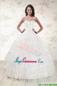 The Most Popular White Sequins Ball Gown Quinceanera Dresses for 2015