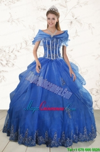 2015 Cheap Appliques Quinceanera Dresses in Royal Blue