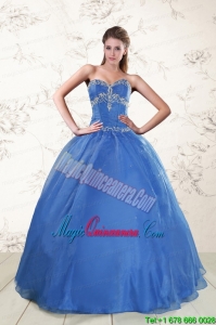 2015 Cheap Appliques Quinceanera Dresses in Royal Blue