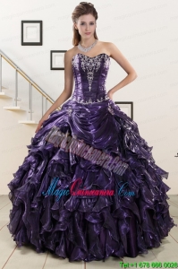 2015 Exquisite Sweetheart Purple Quinceanera Dresses with Appliques