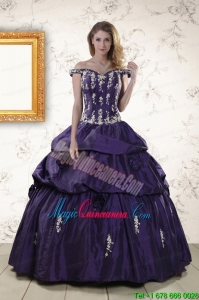 2015 Latest Off The Shoulder Appliques Quinceanera Dresses in Purple