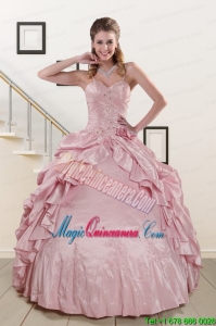 2015 Sweet Spaghetti Straps Quinceanera Dresses in Pink