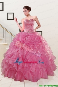 Pink 2015 Pretty Quinceanera Dresses Sweetheart with Ruffles