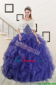 2015 Pretty Sweetheart Quinceanera Dresses with Sequins and Ruffles