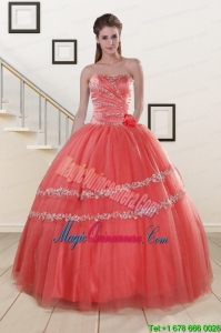 New Style Beading Watermelon Quinceanera Dresses for 2015