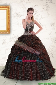 Wonderful Spaghetti Straps Burgundy Sweet 15 Dresses with Appliques and Pick Ups