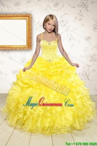 Beand New Beading and Ruffles Flower Girl Dress in Yellow for 2015