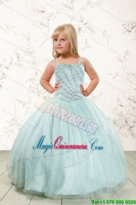 Luxurious Beading and Ruffles Little Girl Pageant Dress in Aqua Blue