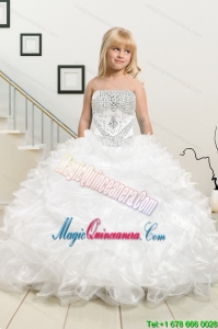 Most Popular Beading and Ruffles White Little Girl Pageant Dress