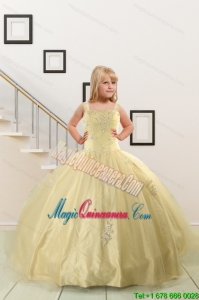 On Sales Appliques Light Yellow Little Girl Dress for 2015